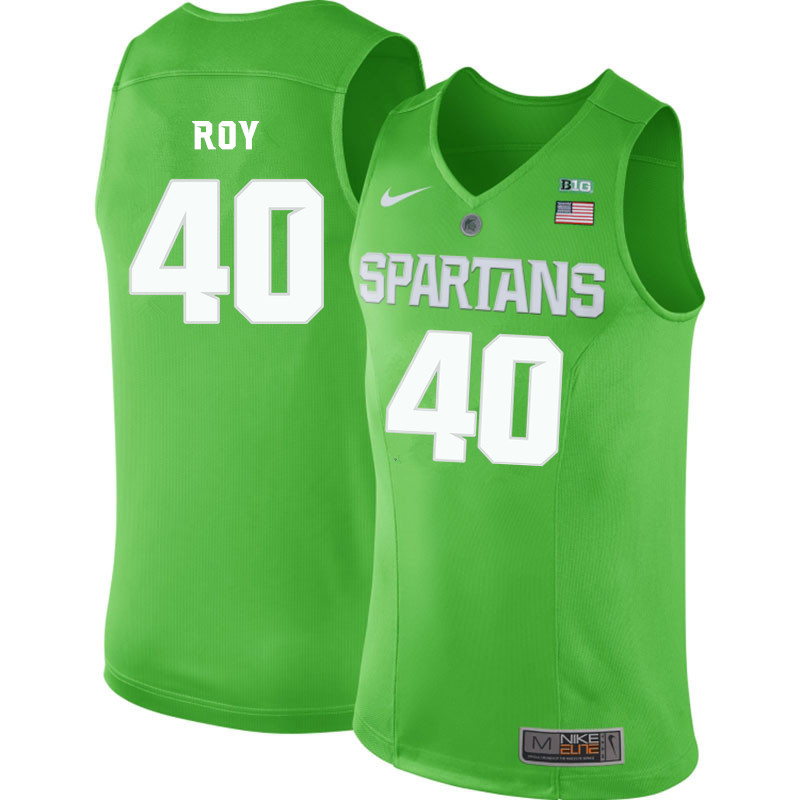 Men #40 Greg Roy Michigan State Spartans College Basketball Jerseys-Apple Green